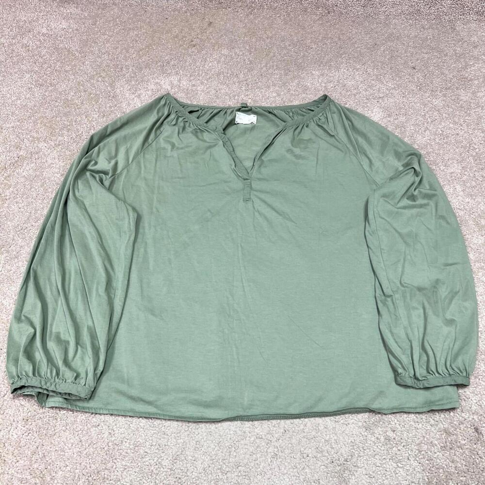 Lou & Grey Blouse Women's Green Size Large Long Sleeve